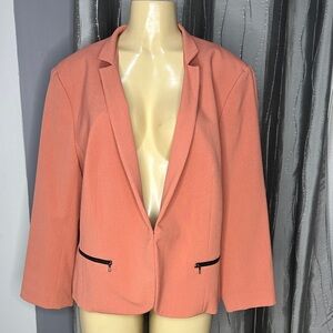 Nine West Peach Blazer with Zipper Pockets Sz 14/16